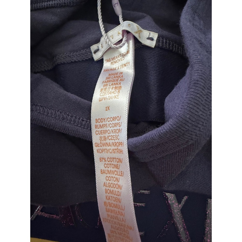 Savage X Fenty Forever Savage Bralette 2X Navy Blue Cotton Logo Band Bra NWT - Picture 6 of 7